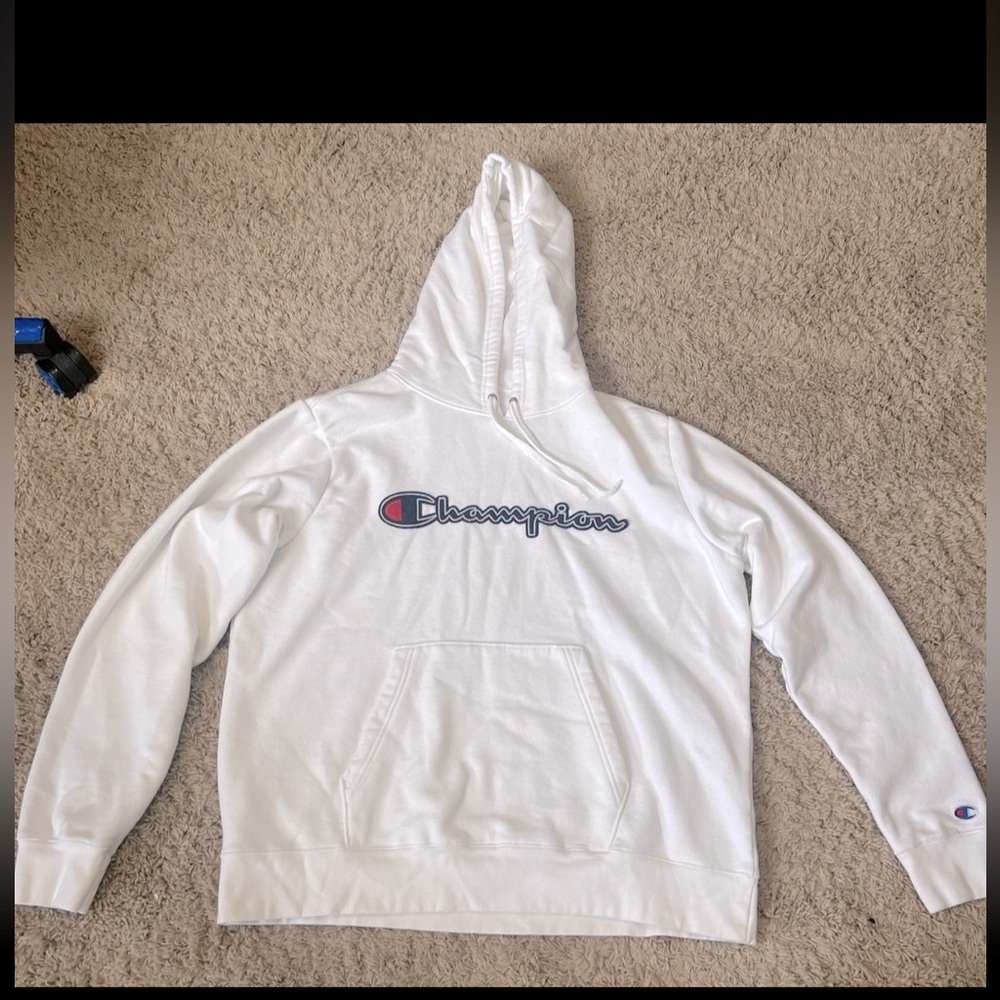 White men’s large champion hoodie.